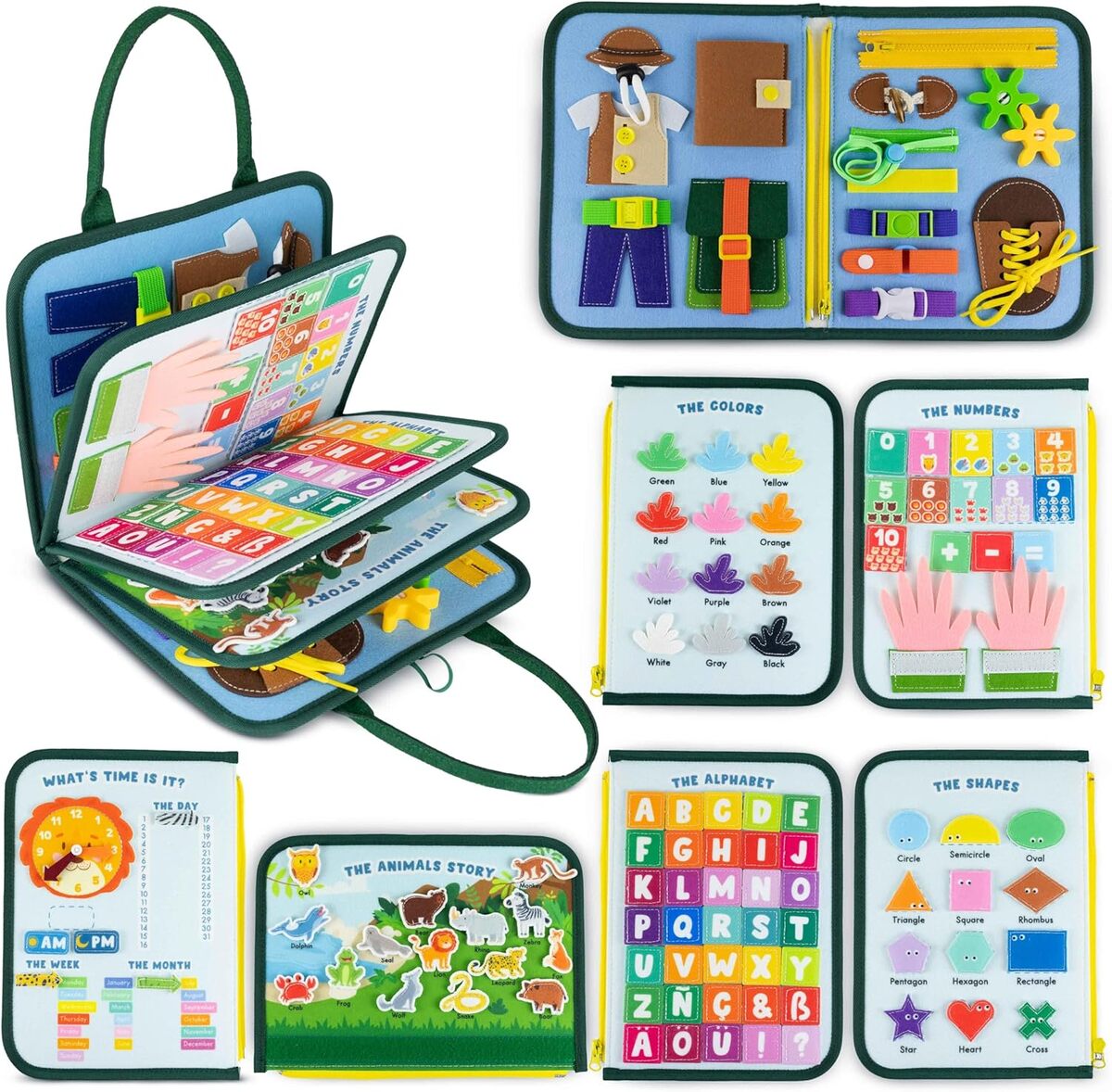 Busy Board Montessori 1 An - Livre D'activités En Feutre - Développe Motricité Fine - Cadeau Enfant 1-4 Ans