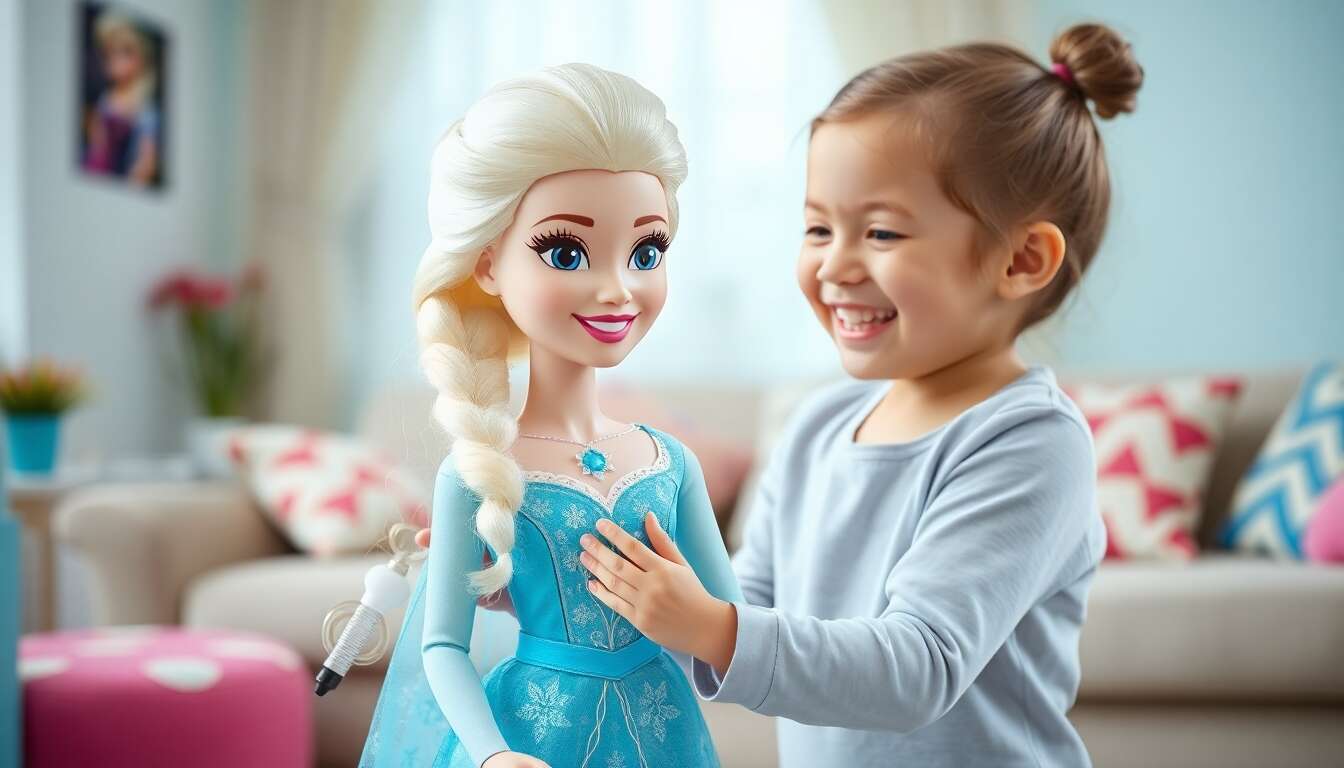 Princesse Elsa s'invite chez vous avec la tête à coiffer musicale La Reine des Neiges IMC Toys