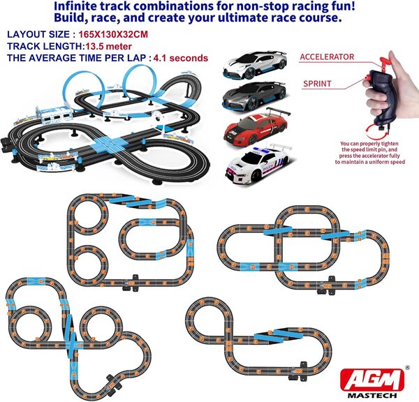 AGM MASETCH Série Haute Vitesse Ensembles de Pistes de Course pour Voitures à Fente - Officiel autorisé Voitures à Fente, Pistes de Course et Accessoires, Ensemble de Circuit de Voitures électriques