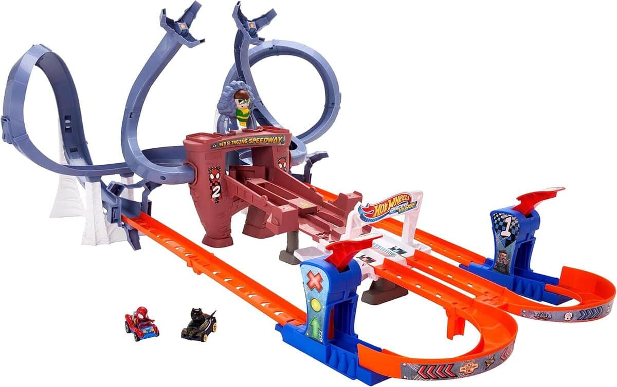 Test de la piste mobile Hot Wheels RacerVerse Spiderman y Black Panther