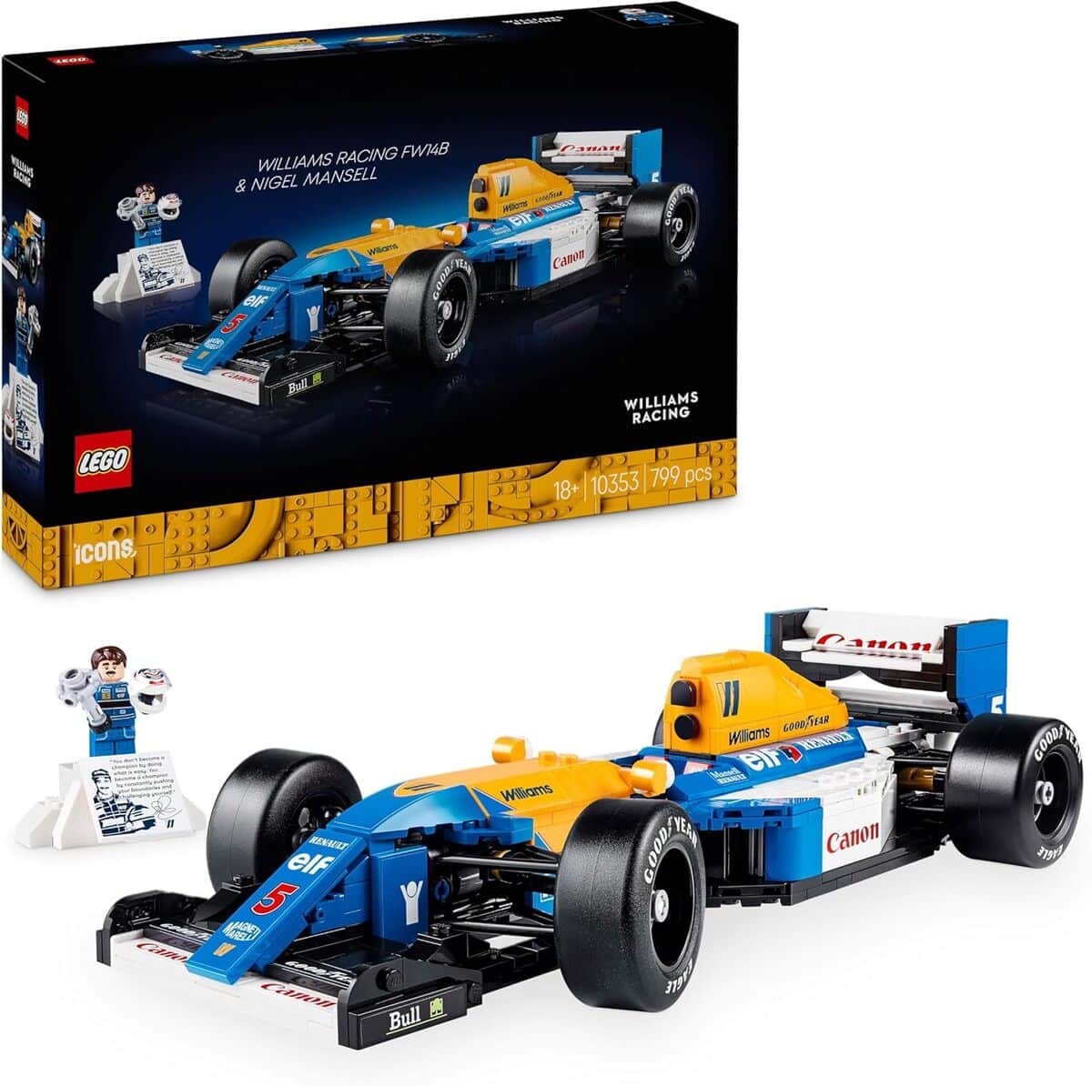 Test : lego Icons Williams Racing FW14B - maquette de F1 avec minifigurine collector