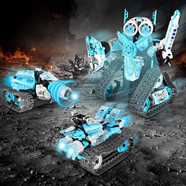 JOYTREKY Robot Jouet Enfant 5 6 7 8 9 10 11 12+ Ans Garcon, 3-en-1 Robot Telecommande Garcon Roboticset avec App Télécommande Robot Mur Cadeau d'anniversaire