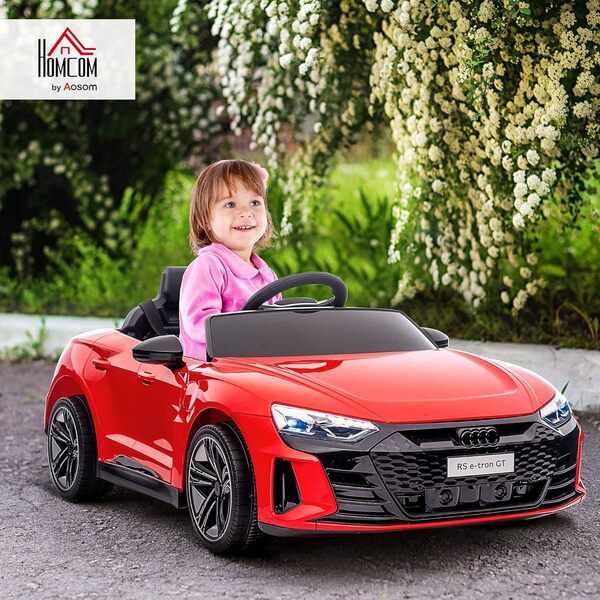 HOMCOM Voiture véhicule électrique Enfant 12 V - télécommande parentale fournie - V. Max. 5 Km/h - Effets sonores, Lumineux - Audi RS E-tron GT Rouge