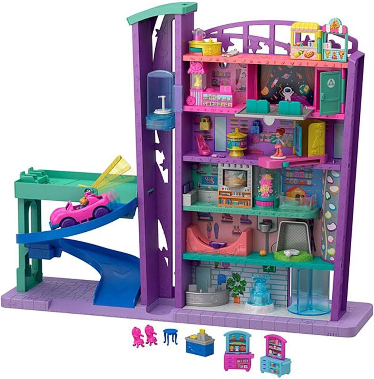 Test du centre commercial Polly Pocket Pollyville : voiture, figurines et accessoires GFP89