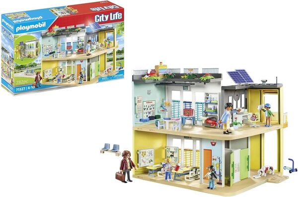 Playmobil 71327 Ecole aménagée - City Life - avec Six Personnages, Une école sur Deux étages avec Un Ascenseur & 71328 Salle de Sport- City Life - L'école - Aimer Apprendre Univers Scolaire