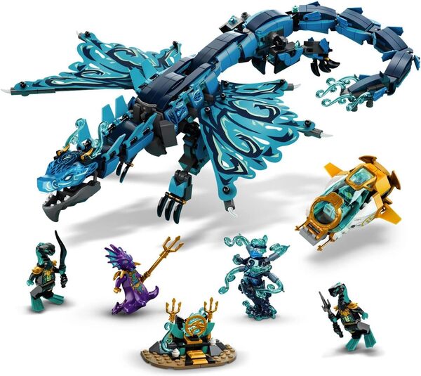 LEGO 71754 Ninjago Le Dragon de l’Eau: Jeu de Construction Ninja pour Enfants de 9 Ans et Plus, Cadeau Unique pour Fans de Ninjago, Aventure Épique avec Dragon Articulé