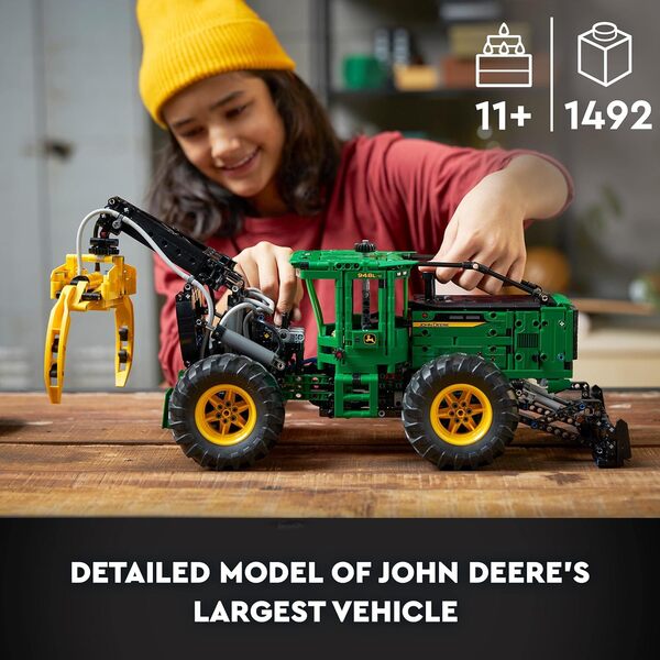 LEGO Technic La Débardeuse John Deere 948L-II, Grand Set de Costruction de 1492 Pièces, Véhicule Jouet avec Fonctions Pneumatiques et 4 Roues Motrices, Maquette d'Engin de Chantier 42157