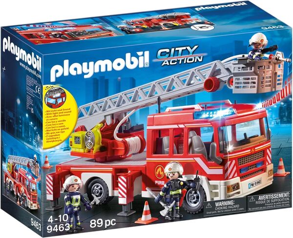 Playmobil - Camion de Pompiers avec Échelle Pivotante - 9463 & Fourgon d'intervention des Pompiers - 9464, Vanaf 5 Jaar, Coloré