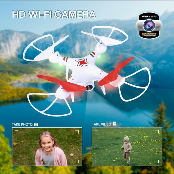 Flycam | Drone Enfant | Drone Avec Camera Enfant Photo Et Vidéo | Drones Radiocommandés 3 Vitesses, Autolooping, Auto Turn | Compatible Avec Lunettes De Réalité Virtuelle