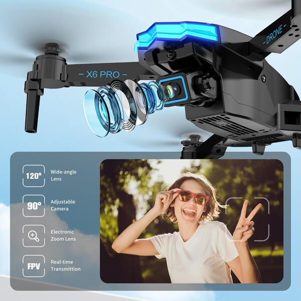 Drone avec Caméra 1080P pour Enfant et Adulte RC Quadricoptère FPV Pliable Drone avec 3D Flip/Maintien d'altitude/Selfie par Geste, Jouets Cadeaux pour Garçons Anniversaire Noël (Black)
