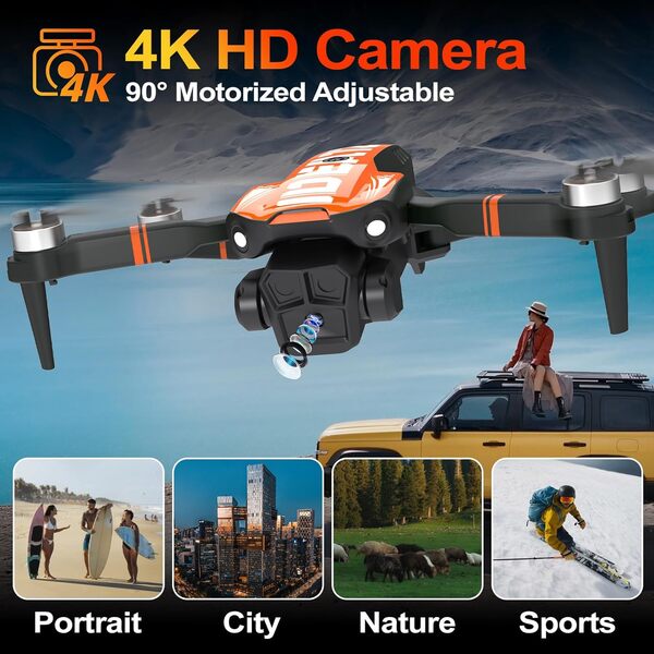 LE-IDEA GPS Drone avec Caméra 4k, IDEA12GPS 4k Drone avec Positionnement Optique Moteur Sans Balais Mode Sans Tête, RC Quadcopter avec Retour intelligent à Base pour Débutants et Adultes