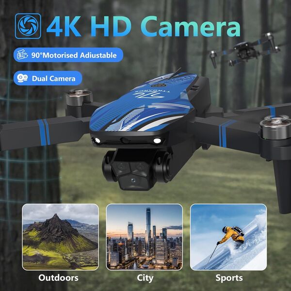 TT19LCD Drone avec Caméra 4k Drones avec 2,8 Pouces Écran LCD, Moteur Sans Balais, Évitement d'obstacles à 270°, Positionnement Optique par Flux RC Quadcopter pour Adultes Débutants