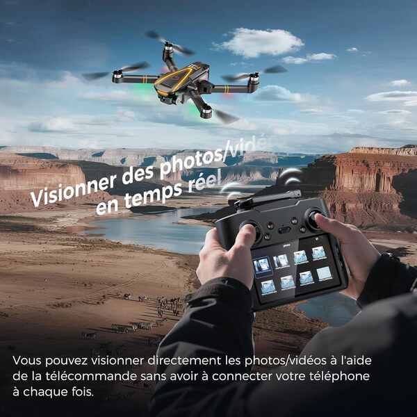 H11 GPS Drones avec Caméra Professionnel 4K pour Adultes (Radiocommande avec Écran) RC Drones FPV Pliable avec Moteur sans Balais, QuickShots, Longue durée de vol, Moins de 249g, C0