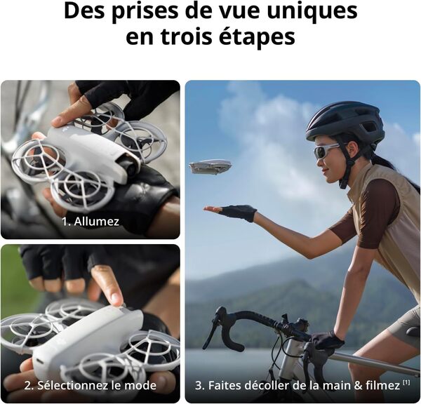 DJI Neo, Mini Drone avec Caméra 4K Ultra-HD pour Adultes, Drone Suiveur qui Vole Seul de 135 g, Décollage de la Main, Suivi de Sujet, QuickShots, Vidéo Stabilisée, (sans Contrôleur)