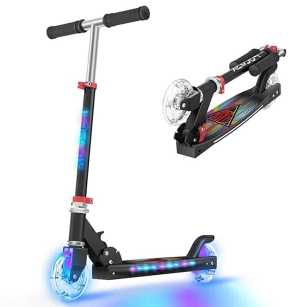Test de la trottinette Tonbux pour enfants avec poteau lumineux et hauteur ajustable