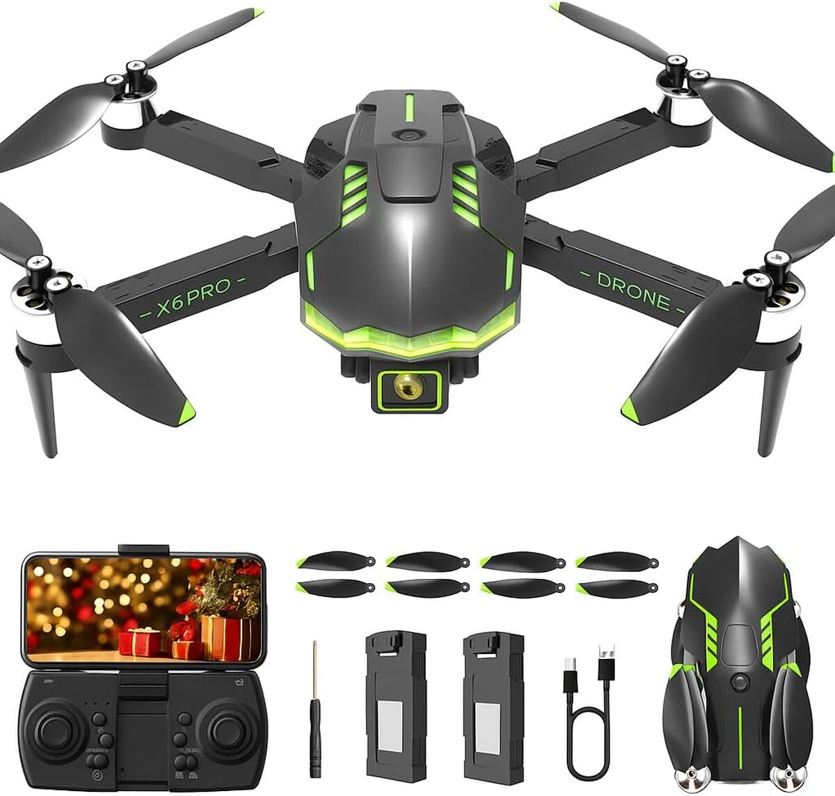 Test du drone avec caméra 1080P pliable et moteur sans balais (black)
