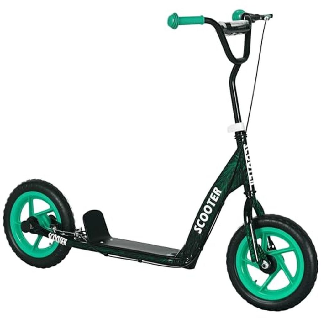 Test de la trottinette enfant Aiyaplay: grande roues, hauteur réglable, vert