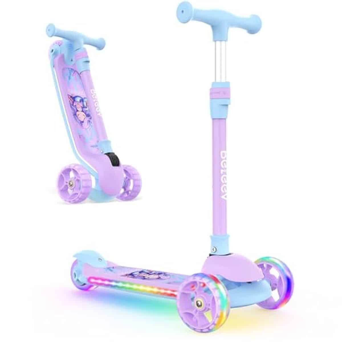 Test de la trottinette enfant pliable BELEEV A9 avec roues LED