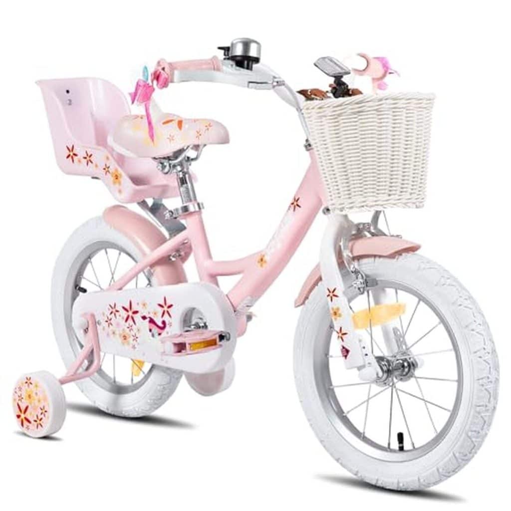 Test du vélo Joystar licorne 12" pour fille : rose avec siège poupée et roues stabilisatrices